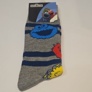 Sesame Street Gray Socks with Colorful Characters